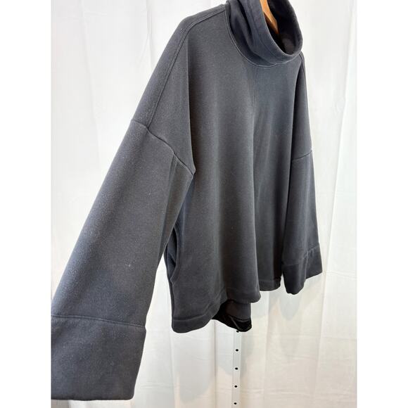 ATHLETA  Size M Cozy Karma Funnel Neck Sweatshirt 466846 Pullover Pockets Black - Picture 4 of 8
